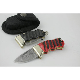 Damascus Blade Material QQ Little Wild Boar Bone Handle Outdoor Folding Pocket Knife UD400837